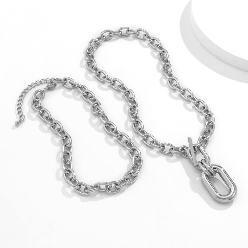 Layered Necklaces Chunky Chain Toggle Necklaces Statement Choker Necklaces Punk View 6